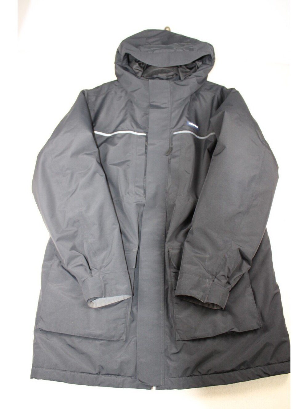 Lands' End Heavy Winter Stadium Parka Coat Black Size Large Diamond Quilt Lining